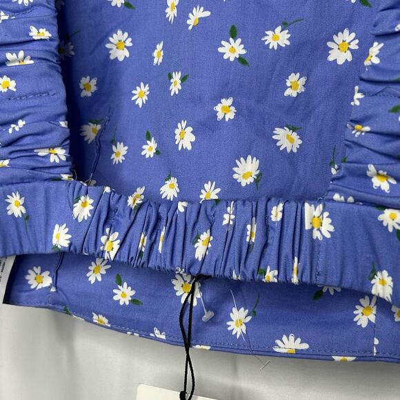 Zara daisy printed blue crop tank top womens size medium - Picture 5 of 7